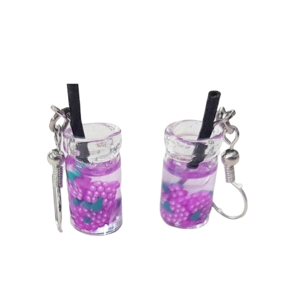 Handcrafted Berry Water Drop Earrings - Picture 4 of 5